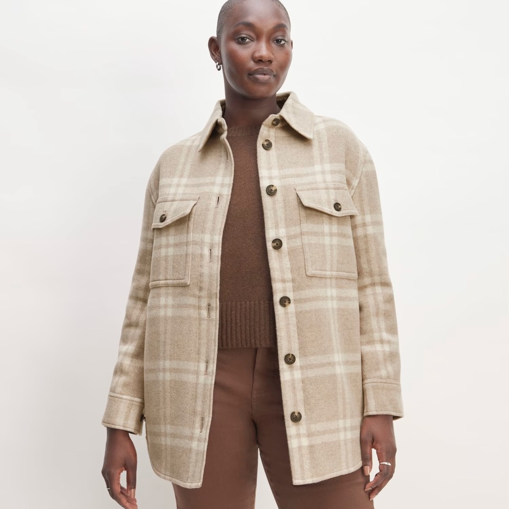 Everlane - Plaid Tan & White Women's Jacket